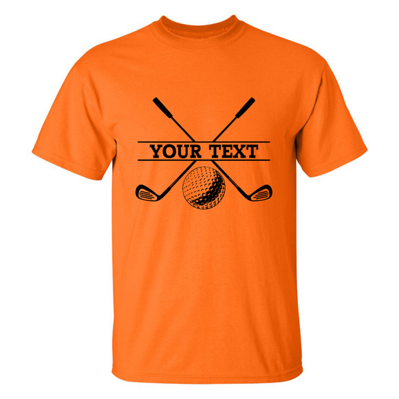 Personalized Golf Ball Crossed Clubs YOUR NAME Print Design T-Shirt - Picture 16 of 16
